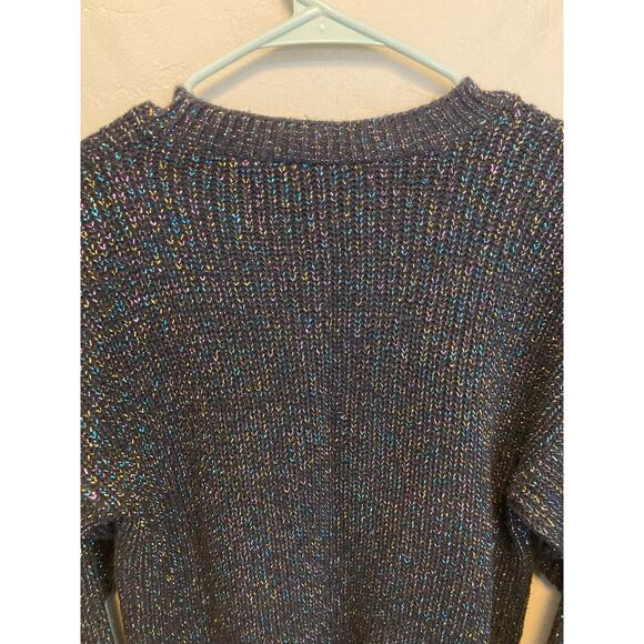 90's Vintage Spring Seasons Black Metallic Long Sleeve Crewneck Sweater S/M - Picture 8 of 11